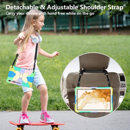 For Samsung Galaxy Tab S8+ / S7+ Butterfly Kickstand Heavy Duty Hard Rugged Tablet Case(Colorful Green) by bashfashion