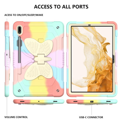 For Samsung Galaxy Tab S8+ / S7+ Butterfly Kickstand Heavy Duty Hard Rugged Tablet Case(Colorful Rose Gold) by bashfashion