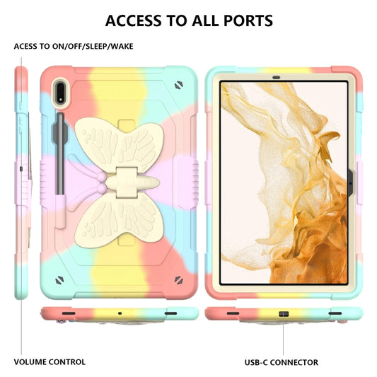 For Samsung Galaxy Tab S8+ / S7+ Butterfly Kickstand Heavy Duty Hard Rugged Tablet Case(Colorful Rose Gold) by bashfashion