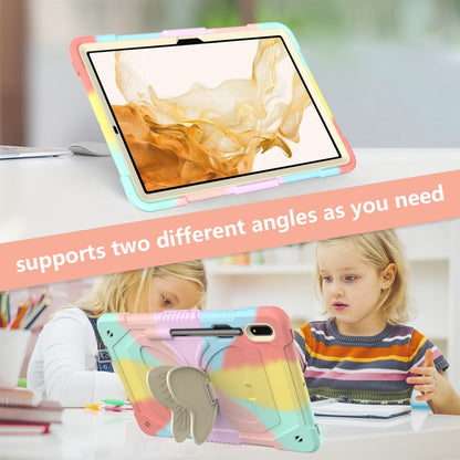 For Samsung Galaxy Tab S8+ / S7+ Butterfly Kickstand Heavy Duty Hard Rugged Tablet Case(Colorful Rose Gold) by bashfashion