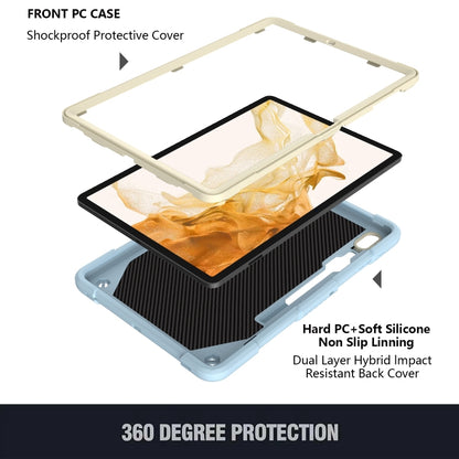 For Samsung Galaxy Tab S8+ / S7+ Butterfly Kickstand Heavy Duty Hard Rugged Tablet Case(Beige+Ice Blue) by bashfashion