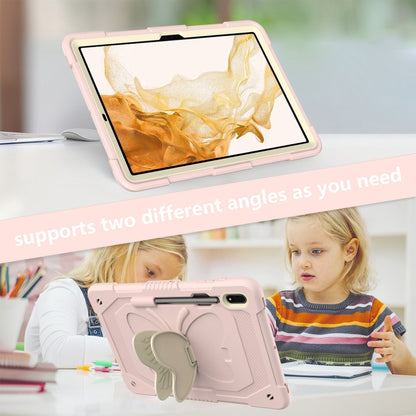 For Samsung Galaxy Tab S8+ / S7+ Butterfly Kickstand Heavy Duty Hard Rugged Tablet Case(Beige+Rose Pink) by bashfashion