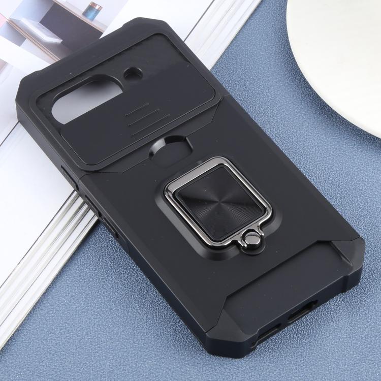 For Google Pixel 9a Camera Shield Card Slot PC+TPU Phone Case(Black) by bashfashion