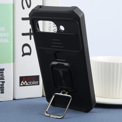 For Google Pixel 9a Camera Shield Card Slot PC+TPU Phone Case(Black) by bashfashion