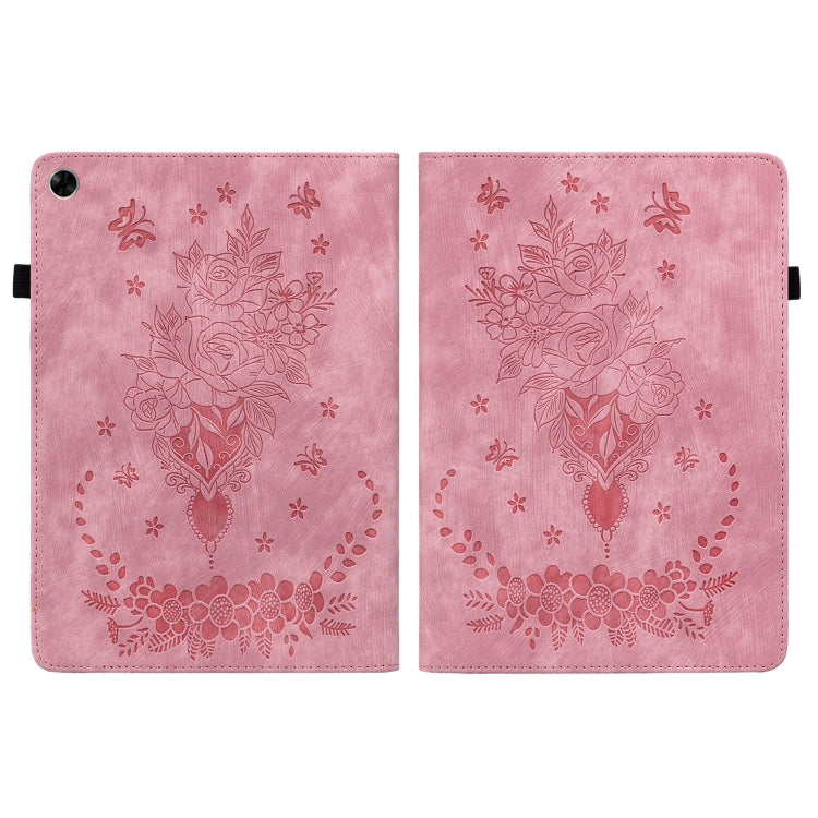 For Realme Pad 10.4 / Pad 5G 10.4 Butterfly Rose Embossed Leather Tablet Case(Pink) by bashfashion