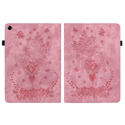 For Realme Pad 10.4 / Pad 5G 10.4 Butterfly Rose Embossed Leather Tablet Case(Pink) by bashfashion