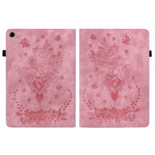 For Realme Pad 10.4 / Pad 5G 10.4 Butterfly Rose Embossed Leather Tablet Case(Pink) by bashfashion