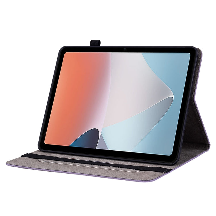 For OPPO Pad Air Butterfly Rose Embossed Leather Tablet Case(Purple) by bashfashion