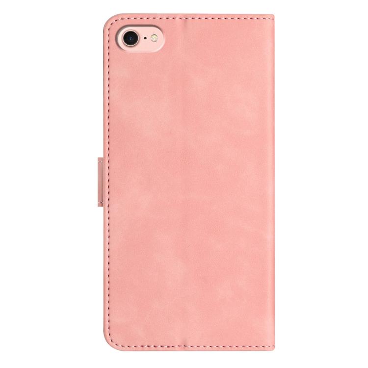 For iPhone 16e Seven Butterflies Embossed Leather Phone Case(Pink) by bashfashion