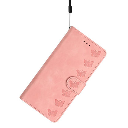 For iPhone 16e Seven Butterflies Embossed Leather Phone Case(Pink) by bashfashion