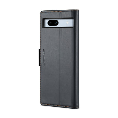 For Google Pixel 7a CaseMe 023 Butterfly Buckle Litchi Texture RFID Anti-theft Leather Phone Case(Black) by CaseMe