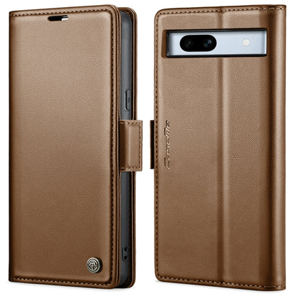 For Google Pixel 7a CaseMe 023 Butterfly Buckle Litchi Texture RFID Anti-theft Leather Phone Case(Brown) by CaseMe