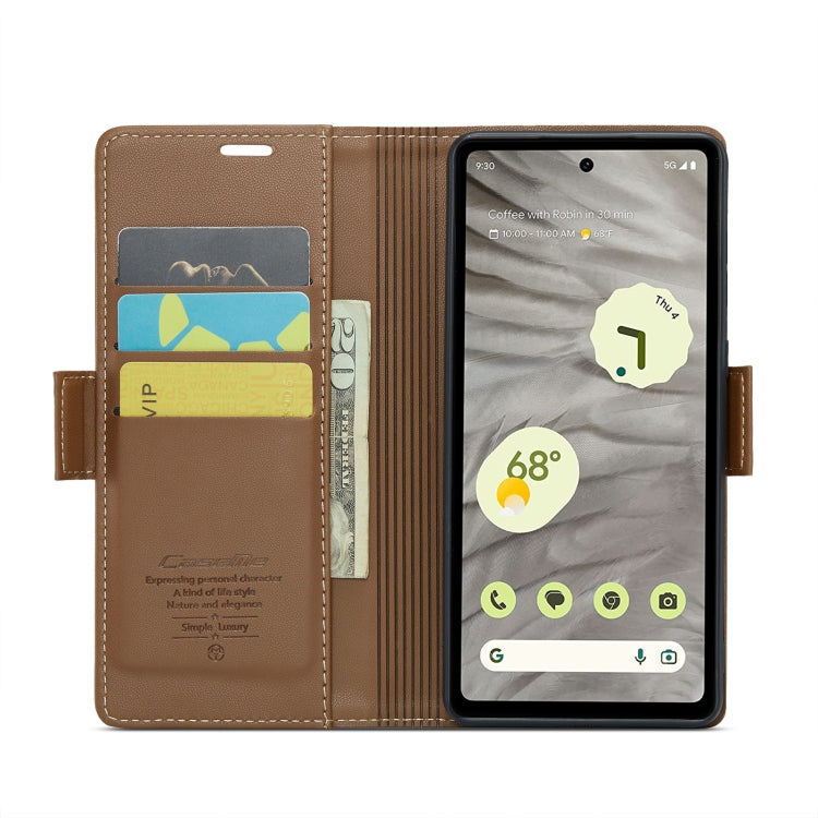 For Google Pixel 7a CaseMe 023 Butterfly Buckle Litchi Texture RFID Anti-theft Leather Phone Case(Brown) by CaseMe
