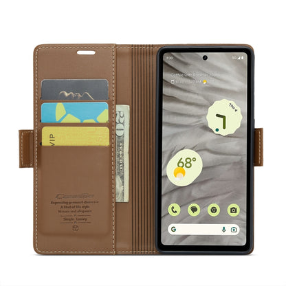 For Google Pixel 7a CaseMe 023 Butterfly Buckle Litchi Texture RFID Anti-theft Leather Phone Case(Brown) by CaseMe