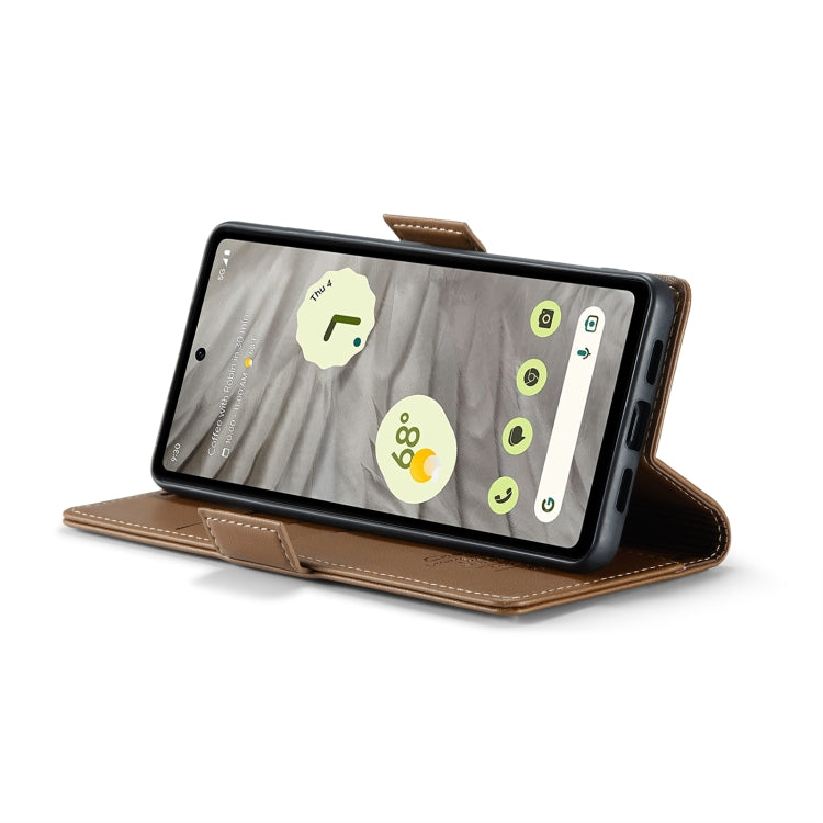 For Google Pixel 7a CaseMe 023 Butterfly Buckle Litchi Texture RFID Anti-theft Leather Phone Case(Brown) by CaseMe