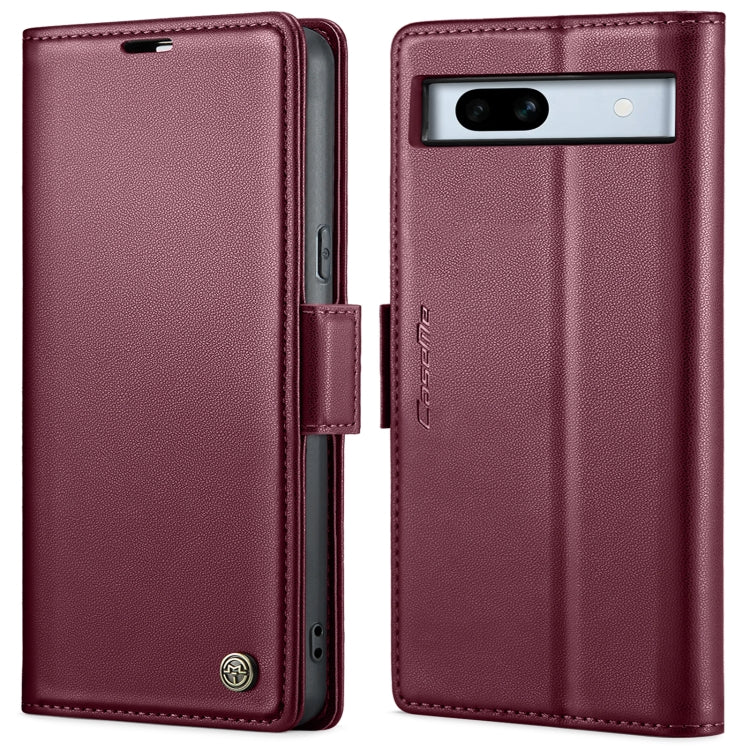For Google Pixel 7a CaseMe 023 Butterfly Buckle Litchi Texture RFID Anti-theft Leather Phone Case(Wine Red) by CaseMe