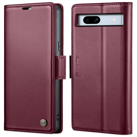 For Google Pixel 7a CaseMe 023 Butterfly Buckle Litchi Texture RFID Anti-theft Leather Phone Case(Wine Red) by CaseMe