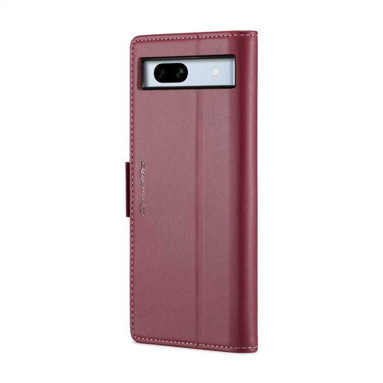 For Google Pixel 7a CaseMe 023 Butterfly Buckle Litchi Texture RFID Anti-theft Leather Phone Case(Wine Red) by CaseMe