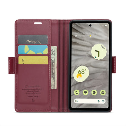 For Google Pixel 7a CaseMe 023 Butterfly Buckle Litchi Texture RFID Anti-theft Leather Phone Case(Wine Red) by CaseMe