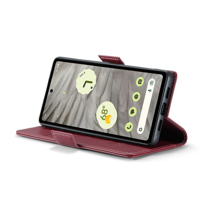 For Google Pixel 7a CaseMe 023 Butterfly Buckle Litchi Texture RFID Anti-theft Leather Phone Case(Wine Red) by CaseMe