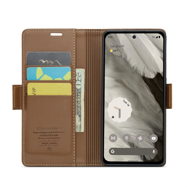 For Google Pixel 8 CaseMe 023 Butterfly Buckle Litchi Texture RFID Anti-theft Leather Phone Case(Brown) by CaseMe