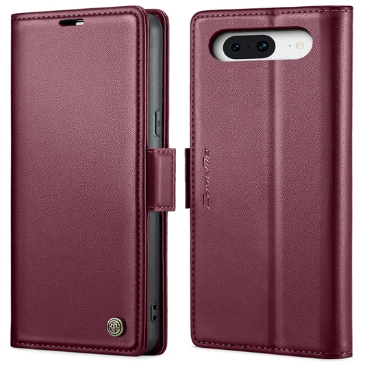 For Google Pixel 8 CaseMe 023 Butterfly Buckle Litchi Texture RFID Anti-theft Leather Phone Case(Wine Red) by CaseMe