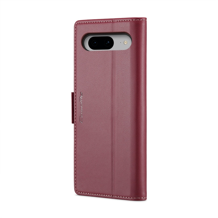 For Google Pixel 8 CaseMe 023 Butterfly Buckle Litchi Texture RFID Anti-theft Leather Phone Case(Wine Red) by CaseMe