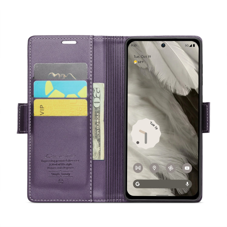 For Google Pixel 8 CaseMe 023 Butterfly Buckle Litchi Texture RFID Anti-theft Leather Phone Case(Pearly Purple) by CaseMe