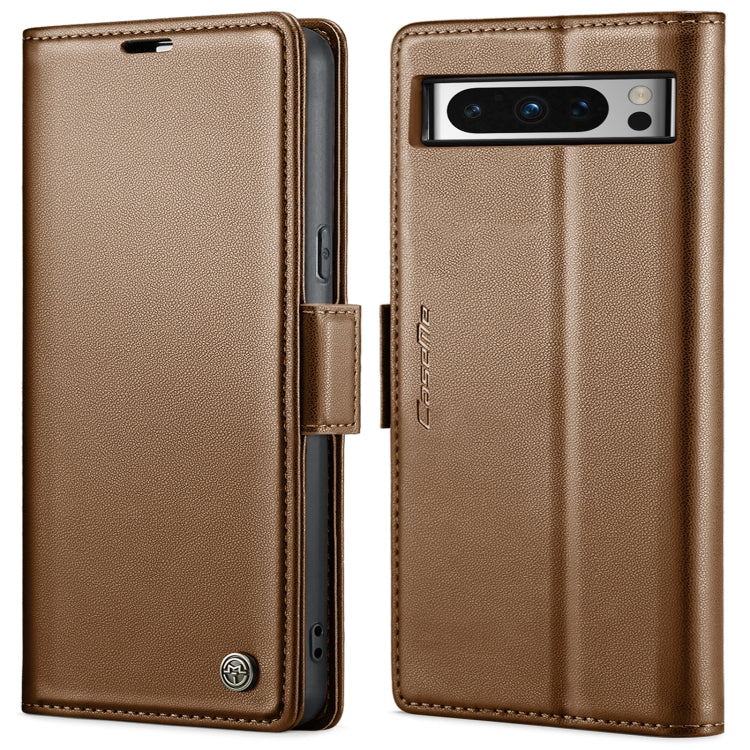 For Google Pixel 8 Pro CaseMe 023 Butterfly Buckle Litchi Texture RFID Anti-theft Leather Phone Case(Brown) by CaseMe
