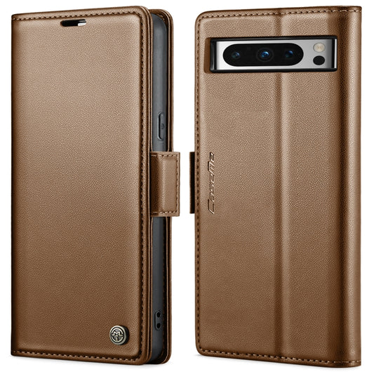 For Google Pixel 8 Pro CaseMe 023 Butterfly Buckle Litchi Texture RFID Anti-theft Leather Phone Case(Brown) by CaseMe