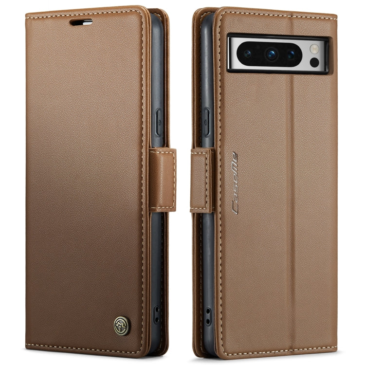 For Google Pixel 8 Pro CaseMe 023 Butterfly Buckle Litchi Texture RFID Anti-theft Leather Phone Case(Brown) by CaseMe