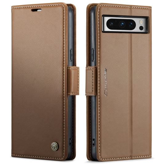For Google Pixel 8 Pro CaseMe 023 Butterfly Buckle Litchi Texture RFID Anti-theft Leather Phone Case(Brown) by CaseMe