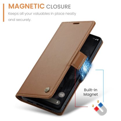 For Google Pixel 8 Pro CaseMe 023 Butterfly Buckle Litchi Texture RFID Anti-theft Leather Phone Case(Brown) by CaseMe
