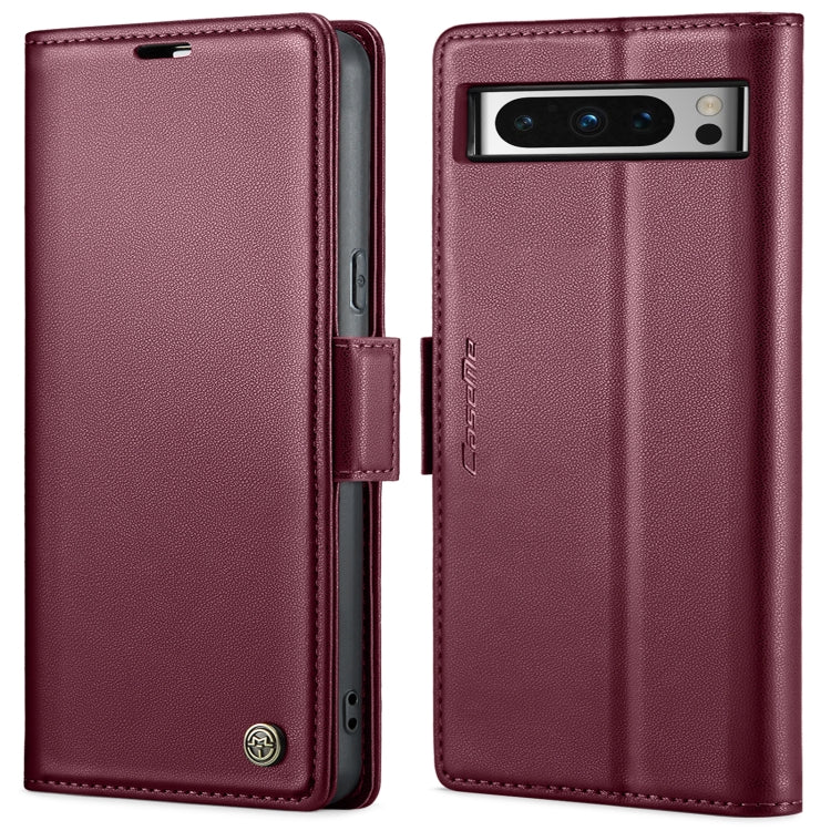 For Google Pixel 8 Pro CaseMe 023 Butterfly Buckle Litchi Texture RFID Anti-theft Leather Phone Case(Wine Red) by CaseMe