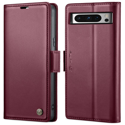 For Google Pixel 8 Pro CaseMe 023 Butterfly Buckle Litchi Texture RFID Anti-theft Leather Phone Case(Wine Red) by CaseMe