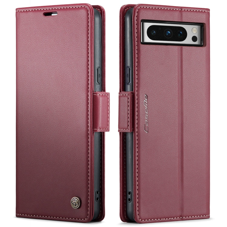 For Google Pixel 8 Pro CaseMe 023 Butterfly Buckle Litchi Texture RFID Anti-theft Leather Phone Case(Wine Red) by CaseMe