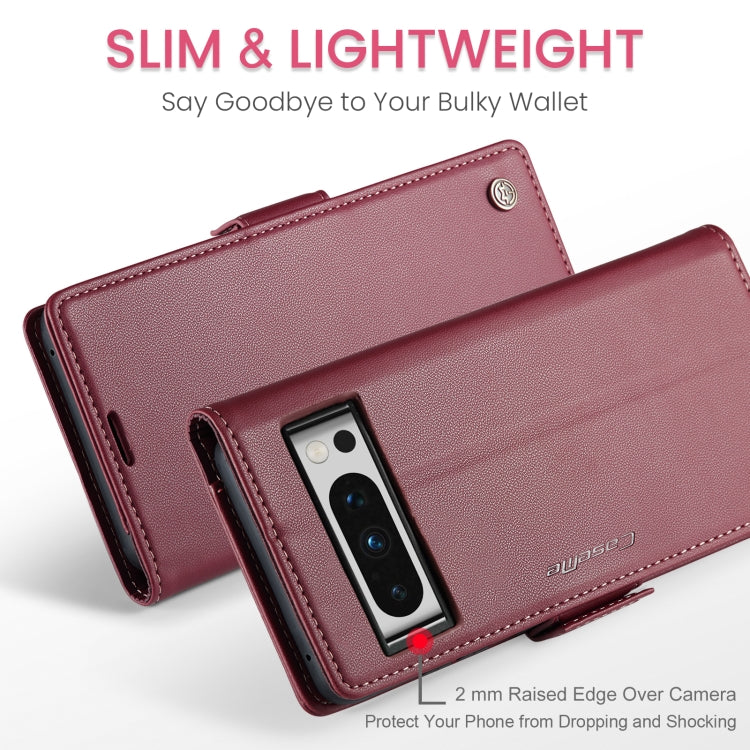 For Google Pixel 8 Pro CaseMe 023 Butterfly Buckle Litchi Texture RFID Anti-theft Leather Phone Case(Wine Red) by CaseMe