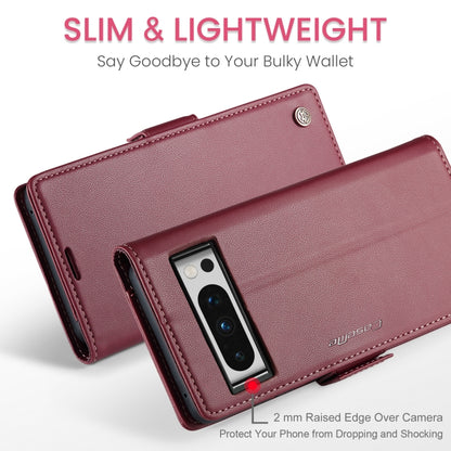For Google Pixel 8 Pro CaseMe 023 Butterfly Buckle Litchi Texture RFID Anti-theft Leather Phone Case(Wine Red) by CaseMe