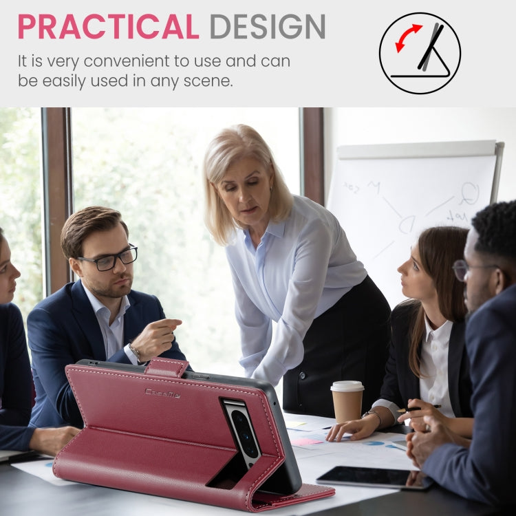 For Google Pixel 8 Pro CaseMe 023 Butterfly Buckle Litchi Texture RFID Anti-theft Leather Phone Case(Wine Red) by CaseMe