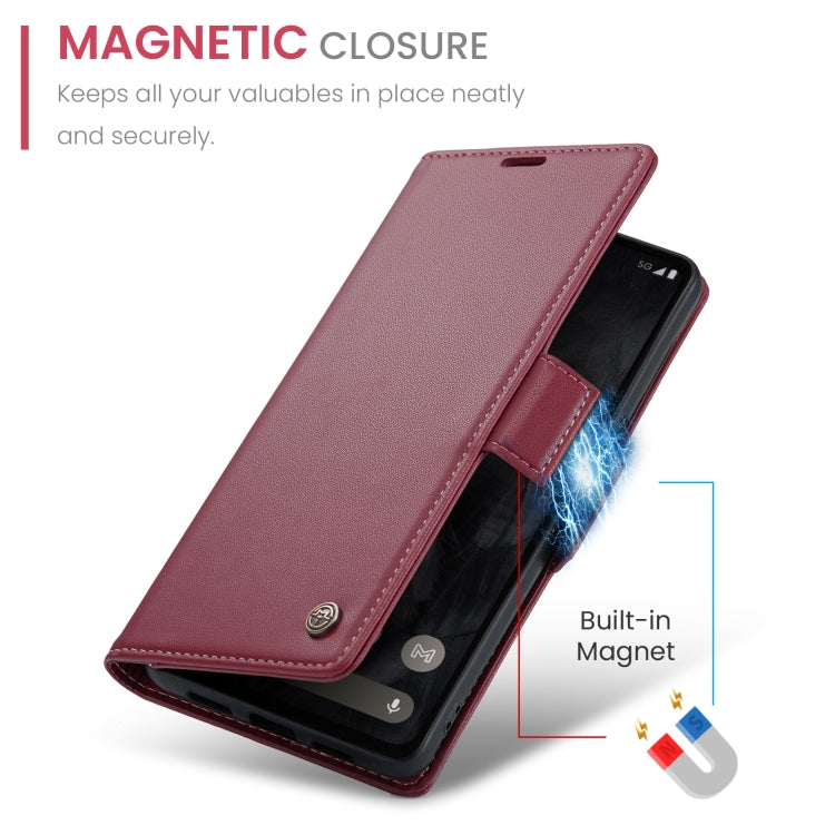 For Google Pixel 8 Pro CaseMe 023 Butterfly Buckle Litchi Texture RFID Anti-theft Leather Phone Case(Wine Red) by CaseMe