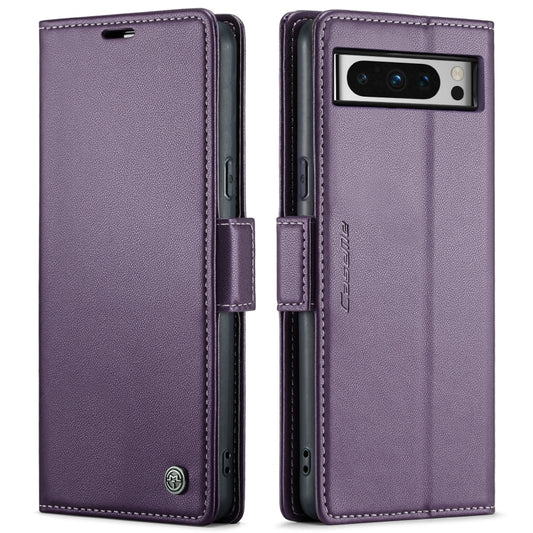 For Google Pixel 8 Pro CaseMe 023 Butterfly Buckle Litchi Texture RFID Anti-theft Leather Phone Case(Pearly Purple) by CaseMe