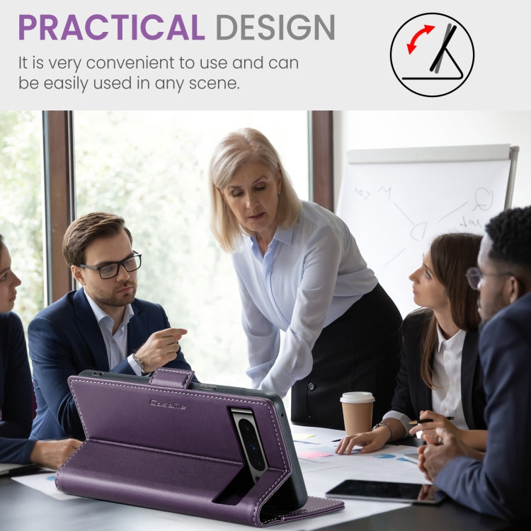 For Google Pixel 8 Pro CaseMe 023 Butterfly Buckle Litchi Texture RFID Anti-theft Leather Phone Case(Pearly Purple) by CaseMe