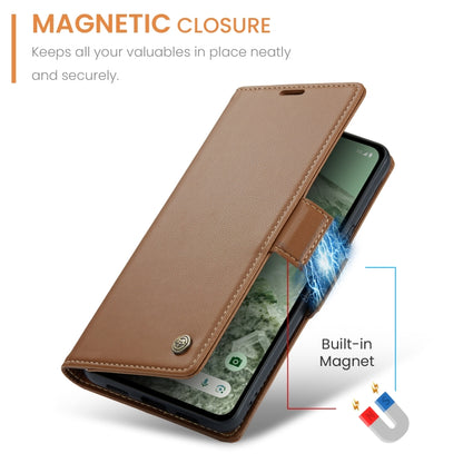 For Google Pixel 8a CaseMe 023 Butterfly Buckle Litchi Texture RFID Anti-theft Leather Phone Case(Brown) by CaseMe