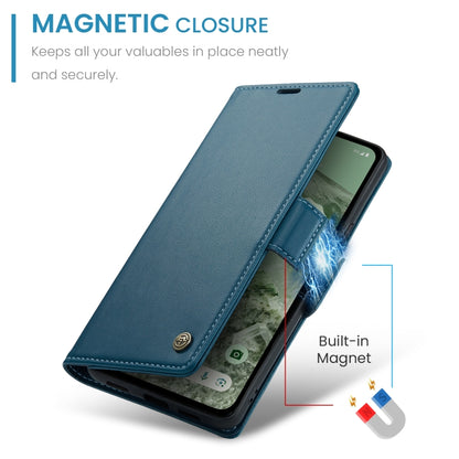 For Google Pixel 8a CaseMe 023 Butterfly Buckle Litchi Texture RFID Anti-theft Leather Phone Case(Blue) by CaseMe