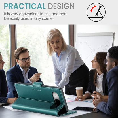 For Google Pixel 8a CaseMe 023 Butterfly Buckle Litchi Texture RFID Anti-theft Leather Phone Case(Pearly Blue) by CaseMe