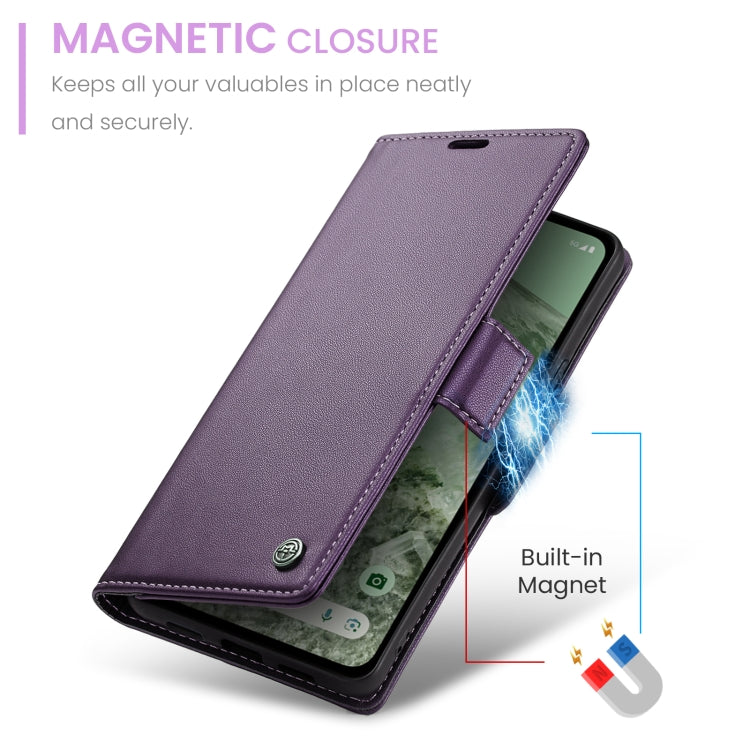 For Google Pixel 8a CaseMe 023 Butterfly Buckle Litchi Texture RFID Anti-theft Leather Phone Case(Pearly Purple) by CaseMe