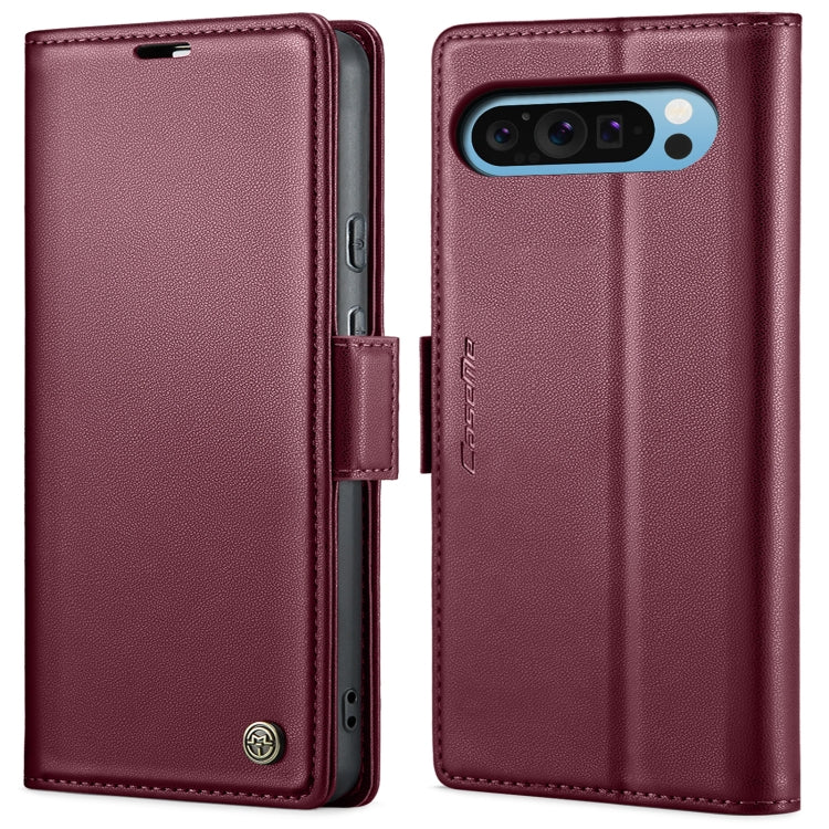 For Google Pixel 10 Pro XL / 9 Pro XL CaseMe 023 Butterfly Buckle Litchi Texture RFID Anti-theft Leather Phone Case(Wine Red) by CaseMe