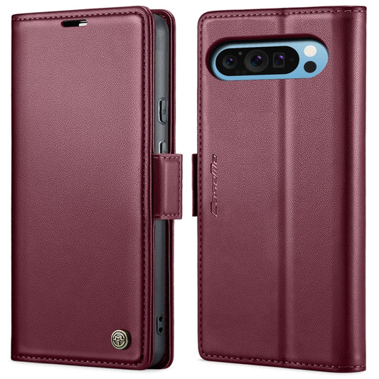 For Google Pixel 10 Pro XL / 9 Pro XL CaseMe 023 Butterfly Buckle Litchi Texture RFID Anti-theft Leather Phone Case(Wine Red) by CaseMe