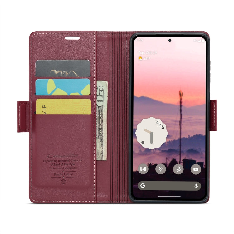 For Google Pixel 10 / 10 Pro / 9 CaseMe 023 Butterfly Buckle Litchi Texture RFID Anti-theft Leather Phone Case(Wine Red) by CaseMe