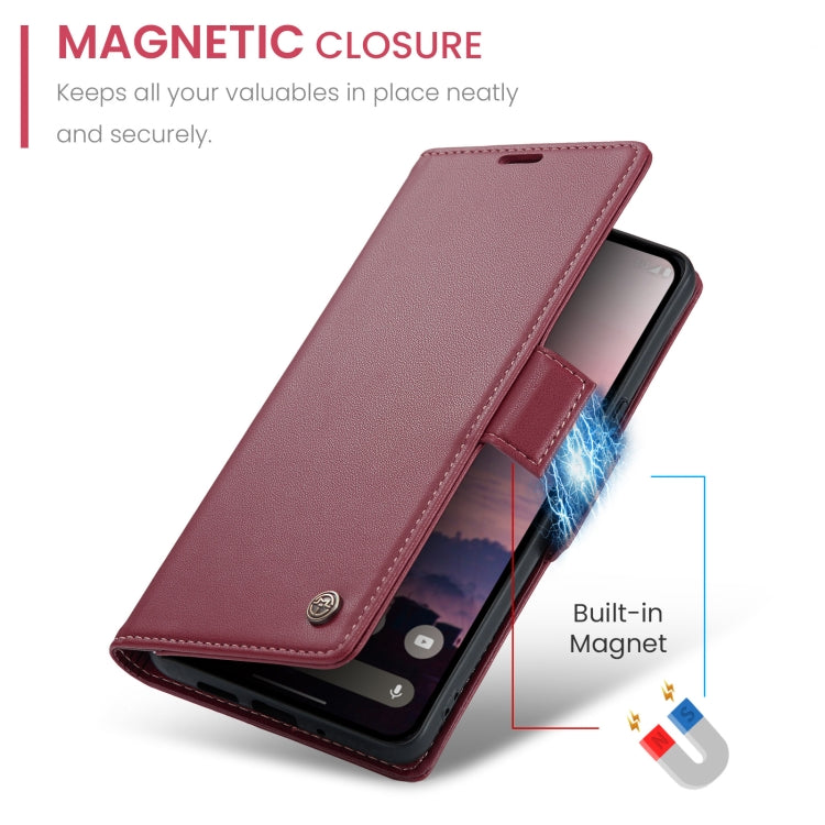 For Google Pixel 10 / 10 Pro / 9 CaseMe 023 Butterfly Buckle Litchi Texture RFID Anti-theft Leather Phone Case(Wine Red) by CaseMe
